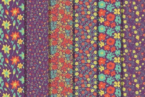 Seamless floral patterns Stock Illustration