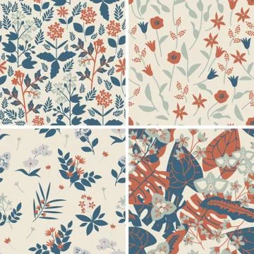 Seamless floral patterns Stock Illustration
