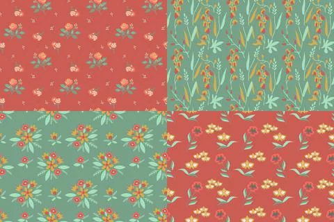 Seamless floral patterns Stock Illustration
