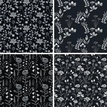 Seamless floral patterns Stock Illustration