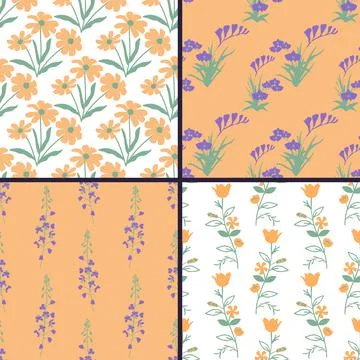 Seamless floral patterns Stock Illustration