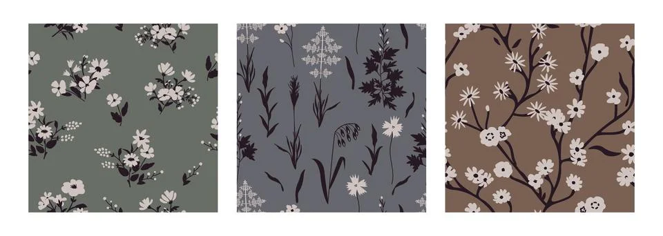 Seamless floral patterns Stock Illustration