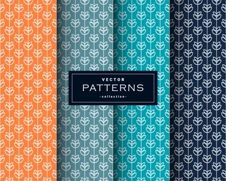 Seamless floral patterns set in four colors Illustrazione stock