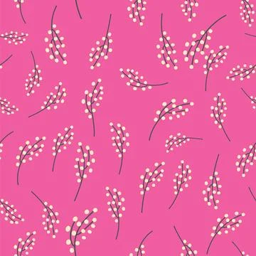 Seamless floral print pattern with yellow and blue mimosa flowers. Spring s.. Stock Illustration