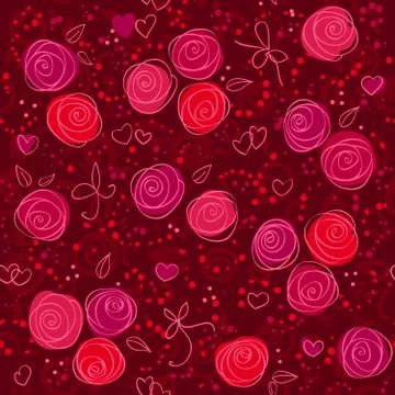 Seamless floral red vector background Stock Illustration