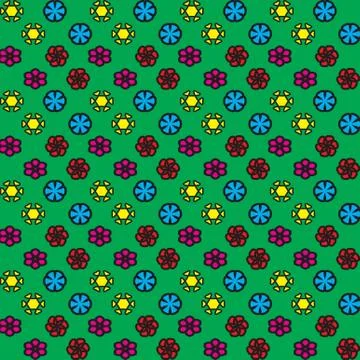 Seamless floral shape pattern on green background Illustrazione stock