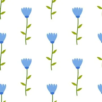Seamless floral spring flowers blue.Vector illustration. For your design, w.. Stock Illustration