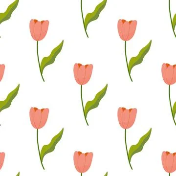 Seamless floral spring tulips pattern.Vector illustration. For your design,.. 스톡 일러스트