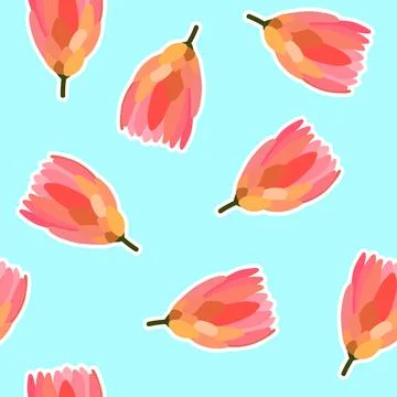 Seamless floral sticker vector pattern Stock Illustration