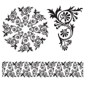 Seamless floral tiling border Illustrazione stock