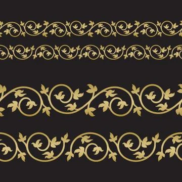 Seamless floral tiling border Stock Illustration