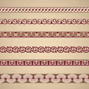 Seamless floral tiling borders Stock Illustration