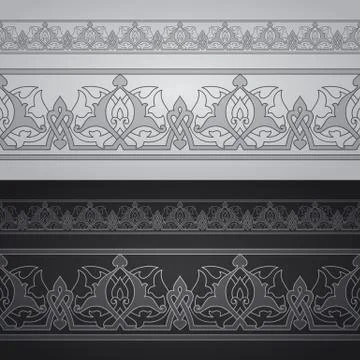 Seamless floral  tiling borders Stock Illustration