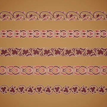 Seamless floral tiling borders Stock Illustration