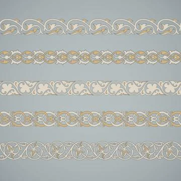 Seamless floral  tiling borders Illustrazione stock