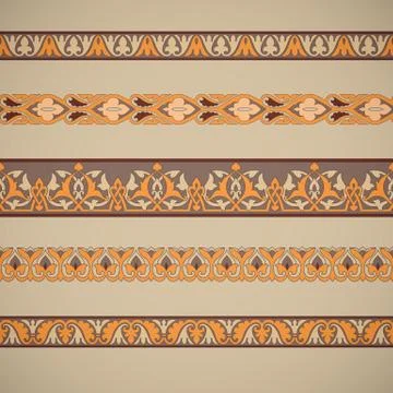 Seamless floral tiling borders Stock Illustration