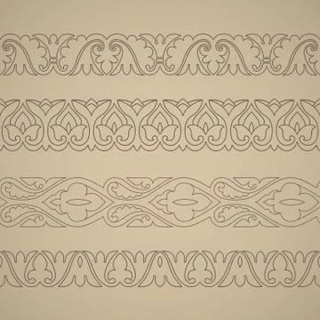 Seamless floral  tiling borders Stock Illustration