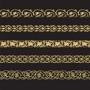 Seamless floral tiling borders Stock Illustration