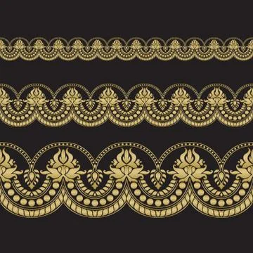 Seamless floral tiling borders Stock Illustration