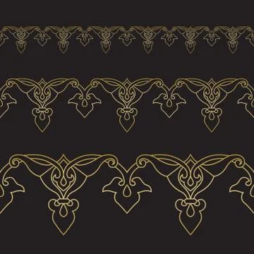 Seamless floral tiling borders Stock Illustration