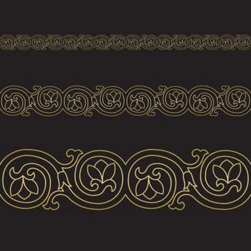 Seamless floral tiling borders Stock Illustration