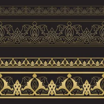 Seamless floral tiling borders Stock Illustration