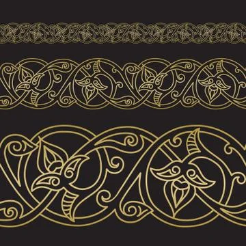 Seamless floral tiling borders Stock Illustration