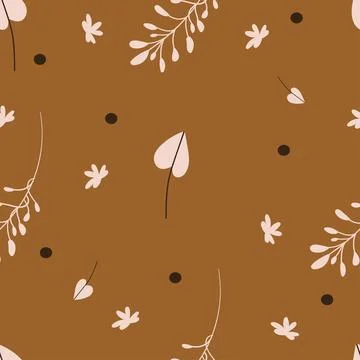 Seamless floral vector pattern. Boho plants in earth flowers. Template for 스톡 일러스트