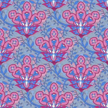 Seamless floral vector pattern with clusters of indian festival flowers Stock Illustration