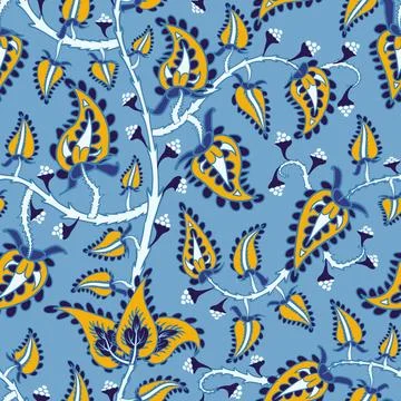 Seamless floral vector pattern with clusters of indian festival flower Stock Illustration