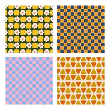 Seamless floral vector pattern with flower illustrations printable Stock Illustration