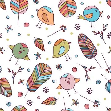 Seamless floral vector pattern for kids Stock Illustration
