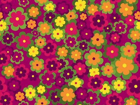Seamless floral vector pattern Seamless flower vecotr pattern on purple ba... Foto stock