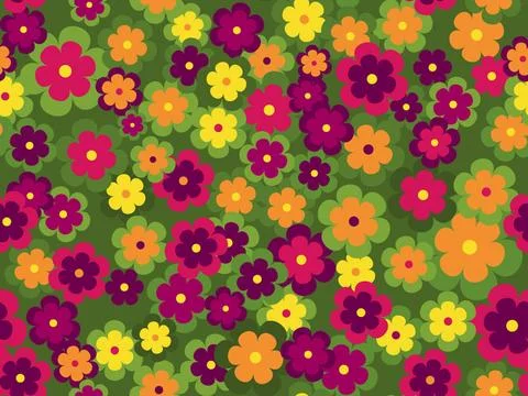 Seamless floral vector pattern Seamless flower vecotr pattern on green bac... Stock Photos