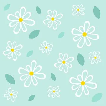 Seamless floral vector pattern with white daisy flowers Stock Illustration