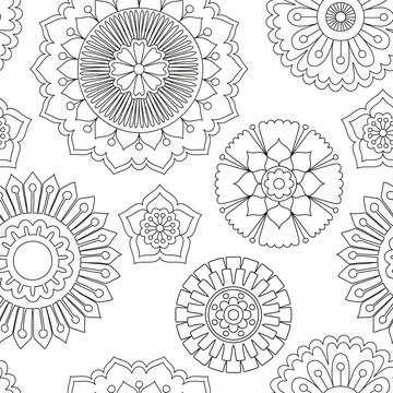 Seamless floral zentangle pattern coloring book illustration 스톡 일러스트