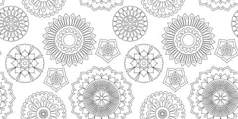 Seamless floral zentangle pattern coloring book illustration Stock Illustration