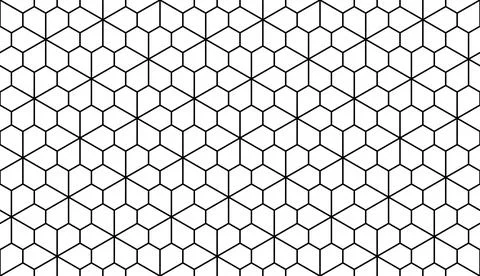 Seamless floret geometric pattern with line, polygonal tessellation Stock Illustration