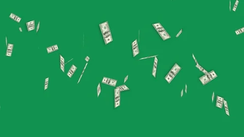 Seamless flow of falling money on a green background. 4K Stock Footage 340882805