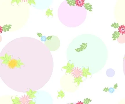 Seamless flower and round pattern on white background. EPS10 vector illustration 스톡 일러스트