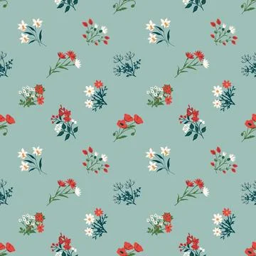 Seamless flower bunches Stock Illustration