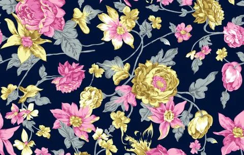 Seamless flower design with background Stock Illustration