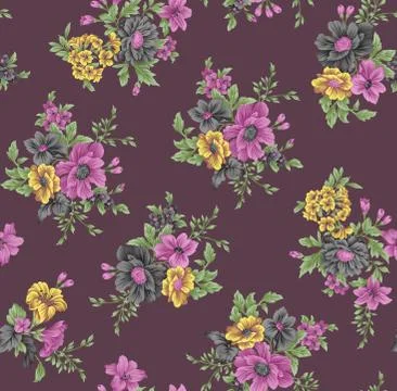 Seamless flower design with background Stock Illustration