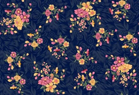 Seamless flower design with background Stock Illustration