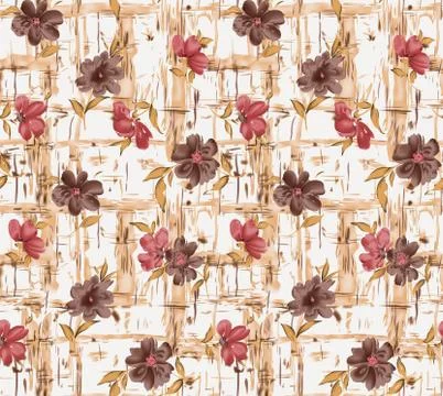 Seamless flower design with background Stock Illustration