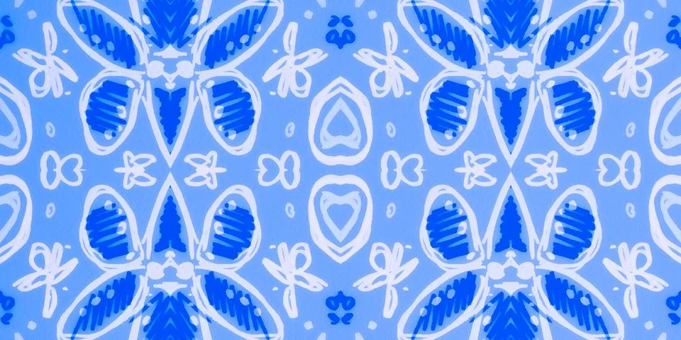 Seamless flower folk pattern. Abstract ethnic print. Watercolor batik background Stockillustratie