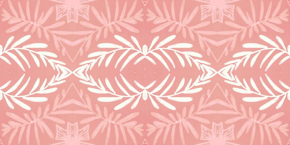 Seamless flower folk pattern. Abstract ethnic print. Watercolor batik background Stock Illustration