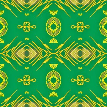 Seamless flower folk pattern. Abstract ethnic print. Watercolor batik background Illustrazione stock