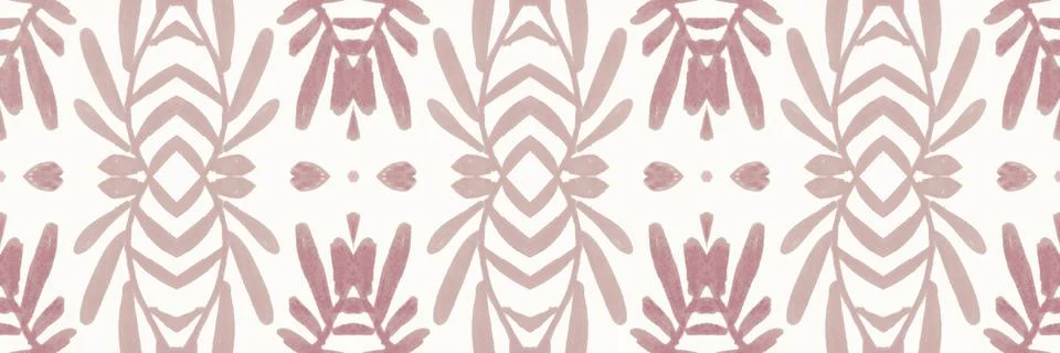 Seamless flower folk pattern. Abstract ethnic print. Watercolor batik background Stock Illustration