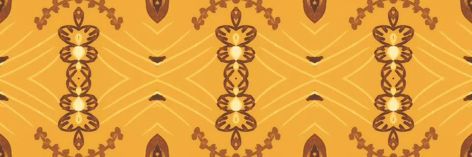 Seamless flower folk pattern. Abstract ethnic print. Watercolor batik background Stock Illustration